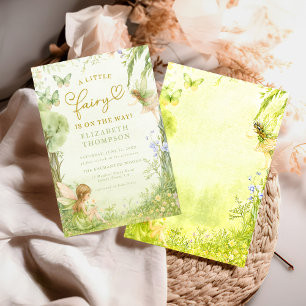 sprookjesachtige paddestoelen bos baby shower meis kaart