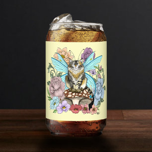 Sprookjesachtige Pastel Tabby Fee Kat Bloemrijke F Blikvorm Glas