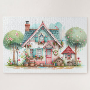 Sprookjesachtige Pastelkleurige Sprookjeshuis Kuns Legpuzzel
