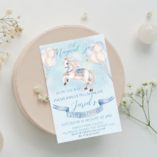 Sprookjesachtige Pony Star Balloon 1st Birthday Pa Kaart