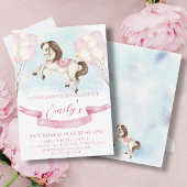 Sprookjesachtige Pony Stars Pinky Balloons Verjaar Kaart