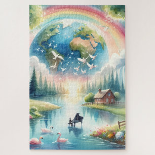 Sprookjesachtige Regenboog Aarde Fantasie Scene Legpuzzel