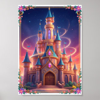 Sprookjesachtige Regenboog Kasteel Magische Fantas Poster