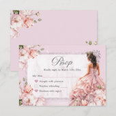Sprookjesachtige Royal Castle Blush Pink Quinceane RSVP Kaartje (Voorkant / Achterkant)