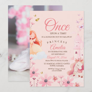 Sprookjesachtige roze verjaardag kaart