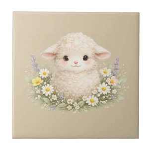 Sprookjesachtige schapen en wilde bloemen voor een tegeltje