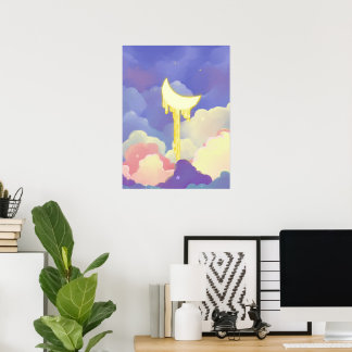Sprookjesachtige Smeltende Halvemaan Pastel Droomh Poster