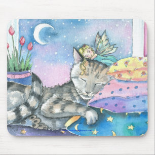 Sprookjesachtige tabby kat muismat van Molly Harri
