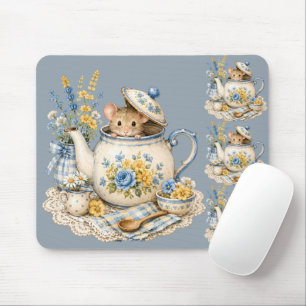 Sprookjesachtige Theepot Muis Cottagecore Bloemen Muismat