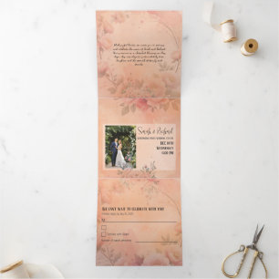 Sprookjesachtige Tuin Sparkle Wedding Blush Roos Drieluik Uitnodiging