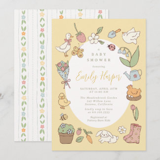 Sprookjesachtige Tuin Vintage Baby Shower Uitnodig Kaart