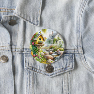 Sprookjesachtige Tuin Vogelhuis Beek Ronde Button 7,6 Cm