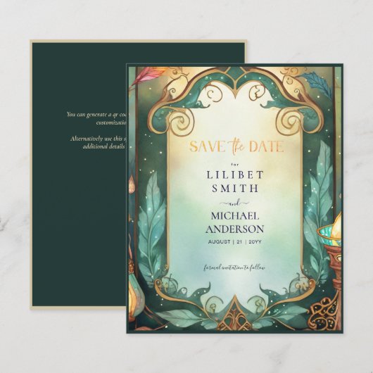 Sprookjesachtige uitnodiging voor betoverd bos the (Voorkant / Achterkant)