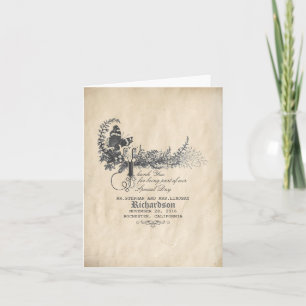 Sprookjesachtige vintage trouwkaarten met dankjewe bedankkaart