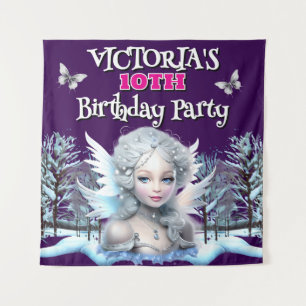 Sprookjesachtige winterwonderland meisjes verjaard wandkleed