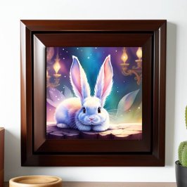 Sprookjesachtige witte Waterverf Bunny Poster
