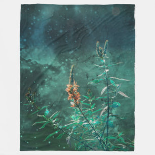 Sprookjesbloemen in het jade maanlicht fleece deken