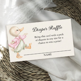 Sprookjesboek Vintage Meisje Eend Luier Raffle Informatiekaartje