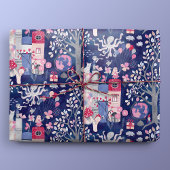 Sprookjesboeken en magische wezens blauw cadeaupapier