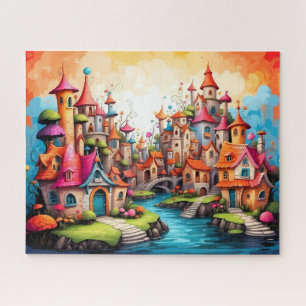 Sprookjesdorp aan de rivier legpuzzel
