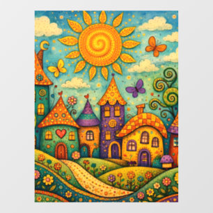 Sprookjesdorp Fantasievol Canvas Kunst Raamsticker