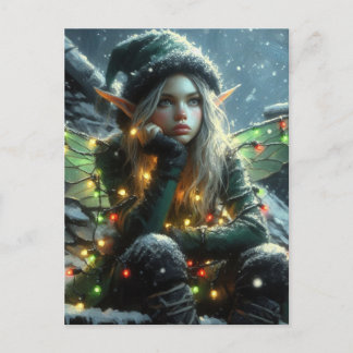 Sprookjeself met kerstverlichting feestdagenkaart