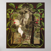 Sprookjesfee in feeëbos met kasteel poster (Voorkant)