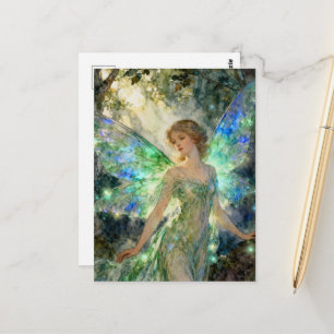 Sprookjesfiguur in een groene jurk briefkaart
