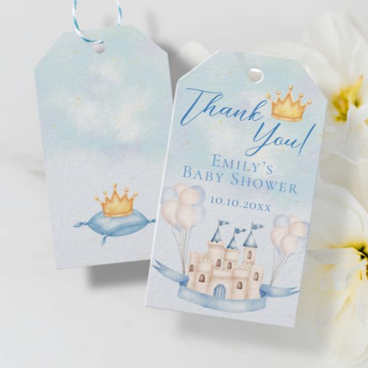 Sprookjeskasteel Crown Baby shower Boy Dank u Cadeaulabel