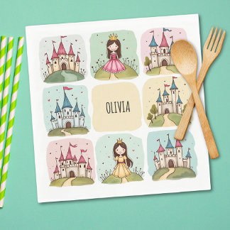 Sprookjeskasteel en prinsessen Doodles Servet