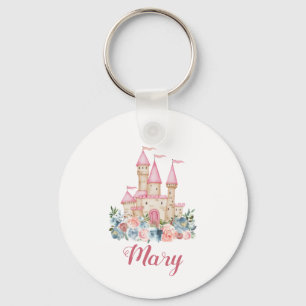 Sprookjeskasteel Kinder naam Soft Colors Floral Sc Sleutelhanger