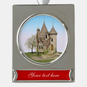 Sprookjeskasteel Perfecte Verjaardag en Fantasie C Verzilverd Banner Ornament