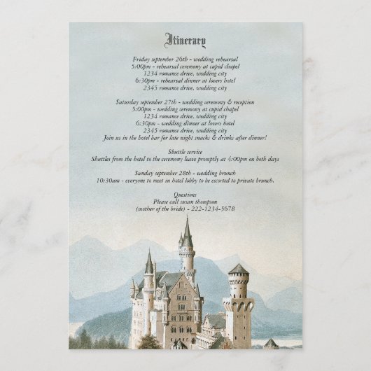  Sprookjeskasteel rustieke trouwroute Programma (Achterkant)