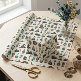 Sprookjeskasteel Witte Uil Heksenhoed Magisch Ivoo Cadeaupapier