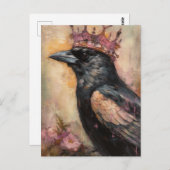 Sprookjeskraai in een roze kroon briefkaart (Voorkant / Achterkant)