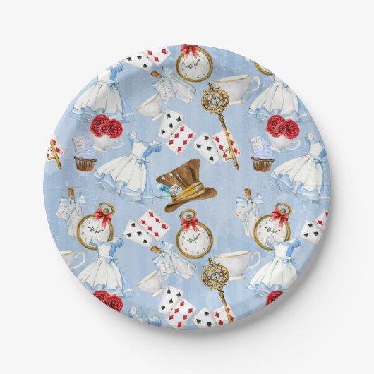Sprookjesland Alice Pattern Papieren Bordje (Voorkant)