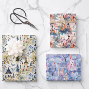 Sprookjesland Kastelen Diverse Kleuren Inpakpapier Vel