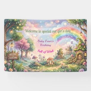 Sprookjesland Regenboog Magie Wens Meisjes Verjaar Spandoek