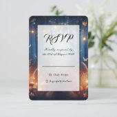 Sprookjeslichtjes en betoverd bos bij maanlicht RSVP kaartje (Staand voorkant)