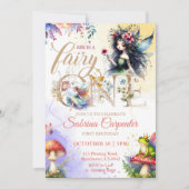 Sprookjesmeisje 1e verjaardagsuitnodiging kaart (Voorkant)