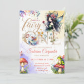 Sprookjesmeisje 1e verjaardagsuitnodiging kaart (Staand voorkant)