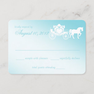 Sprookjespaard en wagen bruiloft RSVP kaartje