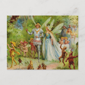 Sprookjesprins en Thumbelina in het magische hout Briefkaart