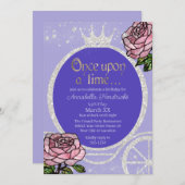 Sprookjesprinses Carriage & Glas in lood Rozen Kaart (Voorkant / Achterkant)