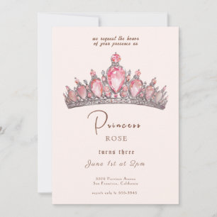 Sprookjesprinses kroon roze & goud verjaardag kaart