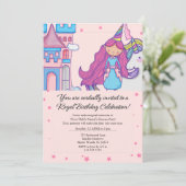 Sprookjesprinses met eenhoorn Verjaardagsfeest Kaart (Staand voorkant)