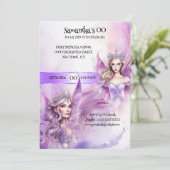 Sprookjesprinses mythische paarse sprookjesthema kaart (Staand voorkant)