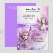 Sprookjesprinses mythische paarse sprookjesthema kaart (Voorkant / Achterkant)