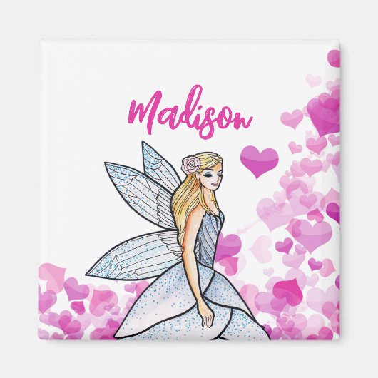 Sprookjesprinses Roze Harten Mode-illustratie Magneet (Voorkant)