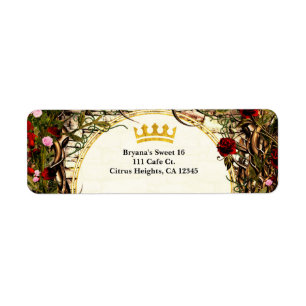 Sprookjesprinses Vintage Briar Rose Uitnodiging Etiket
